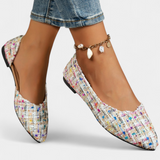 Zapatillas Tejidas Multicolores con Punta Afilada y Detalles de Cristal