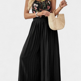 Elegante Palazzo Maruja Mono con Bordado Floral y Encaje Transparente para un Look Sofisticado