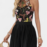 Elegante Palazzo Maruja Mono con Bordado Floral y Encaje Transparente para un Look Sofisticado