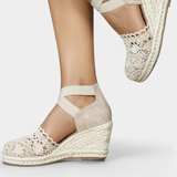 Nadie Espadrilles de Cuña con Encaje Artesanal para Mujer - Elegancia y Comodidad en Cada Paso