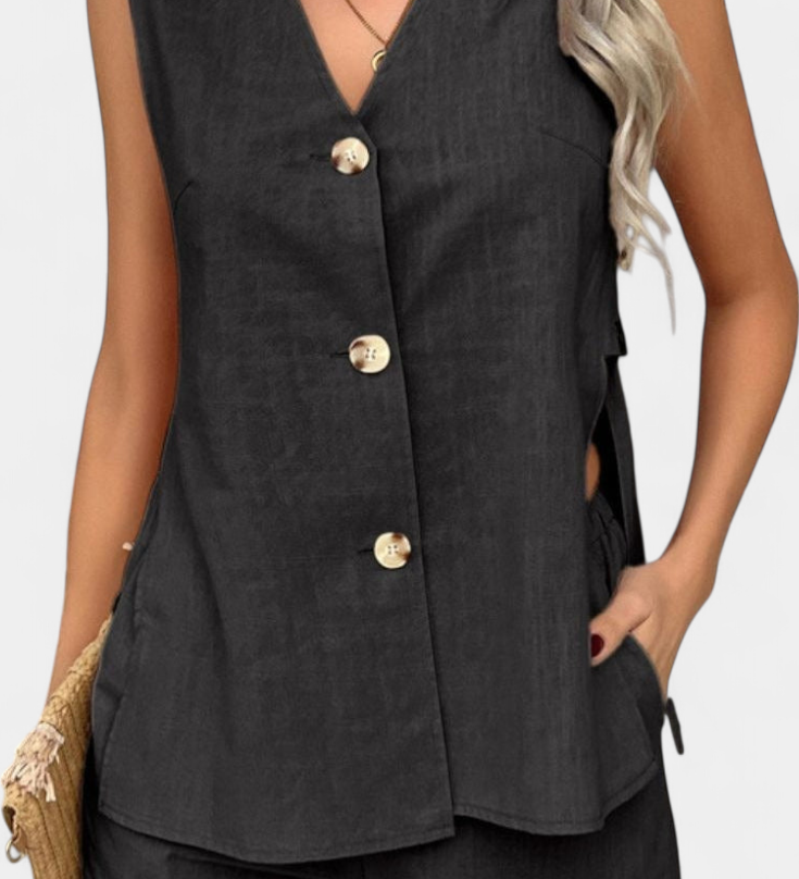 Loren Conjunto de Lino Sin Mangas para un Estilo Relajado y Elegante
