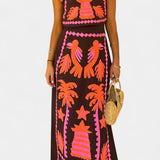 Conjunto de Top y Falda Recortada Sloan con Diseño de Palma de Coco para un Estilo Tropical y Refrescante