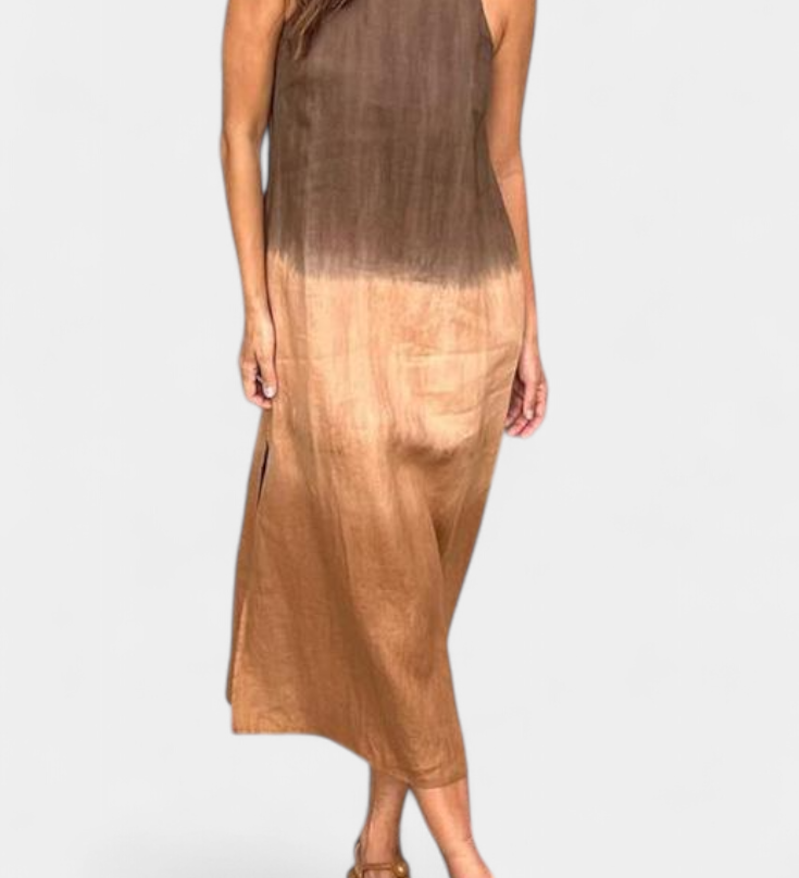 Taerra Vestido Sin Mangas de Estilo Tie-Dye en Degradé para un Look Vibrante y Moderno