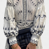 Vestido Maxi Soria con Botones Bordados de Estilo Folk para un Look Único