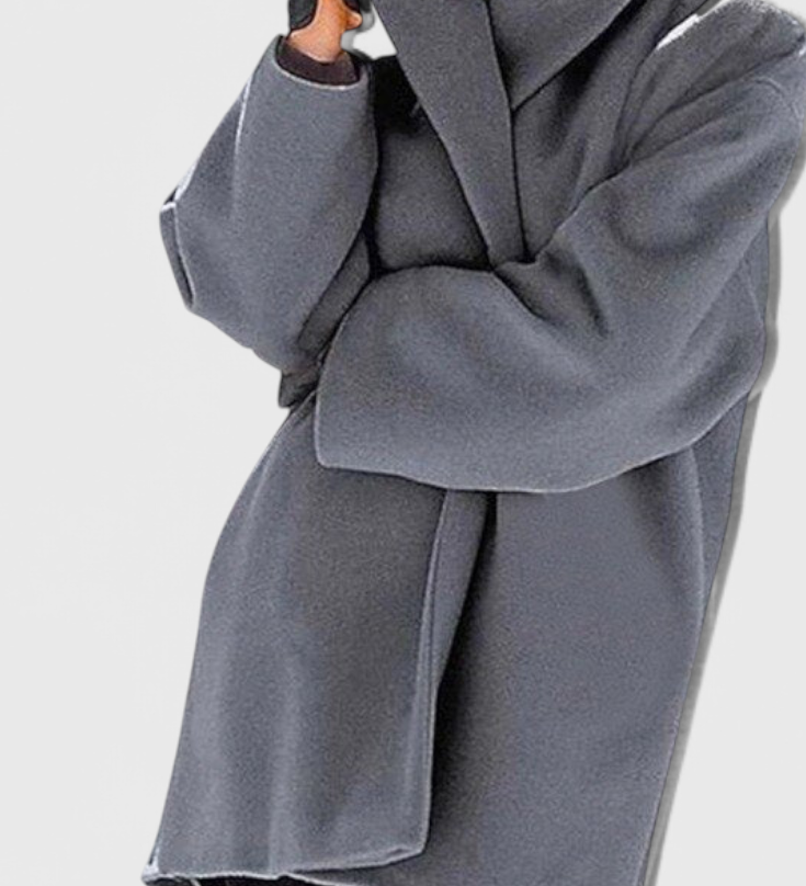Abrigo Oversized de Lana Harper con Elegante Solapa Ancha para un Toque de Estilo y Comodidad