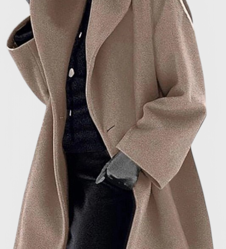 Abrigo Oversized de Lana Harper con Elegante Solapa Ancha para un Toque de Estilo y Comodidad