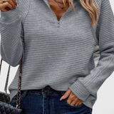 Elegante Jersey Helene de Cuello en V con Cremallera y Manga Larga para un look sofisticado