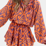 Yasmine Mono Mini con Volantes y Estampado Ikat - ¡El estilo perfecto para lucir fresca y moderna!