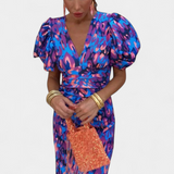 Wibia Vestido Estampado con Detalle de Fruncido Central y Mangas Volumen para un Look Elegante y Confortable