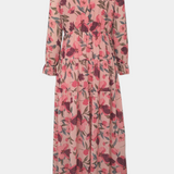 Keti Vestido Maxi Floral con Mangas Largas y Detalles de Volantes Elegantes