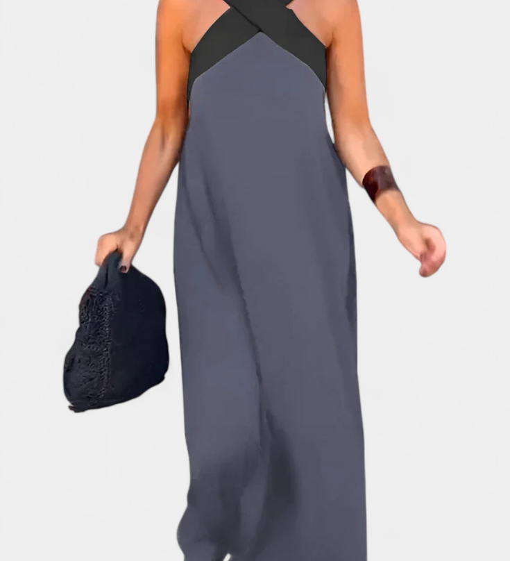 Vestido Edith de Cuello Cruzado y Espalda Abierta para un Estilo Elegante y Seductor