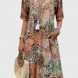 Vestido Boho Perla con Encantador Estampado Floral y Detalles en Crochet