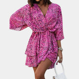 Vestido Mini Eliza con Nudo Frontal y Volantes para un Look Elegante y Encantador