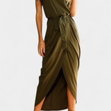 Vestido Midi Envolvente Clarissa con Abertura Lateral para un Estilo Elegante y Sofisticado