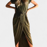 Vestido Midi Envolvente Clarissa con Abertura Lateral para un Estilo Elegante y Sofisticado