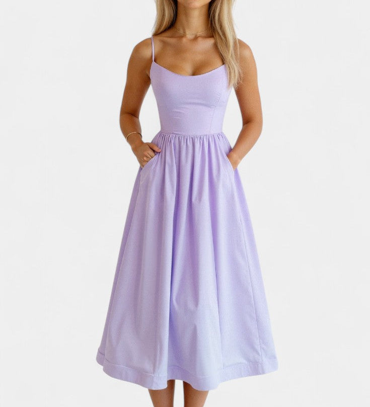 Vestido Midi Sin Mangas Marvelle de Caída Ligera - Elegancia y Comodidad Perfectas