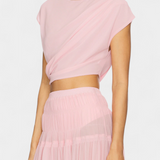 Elegante Falda de Chifón Nalia con Cintura Elástica y Capas Fluidas