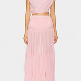 Elegante Falda de Chifón Nalia con Cintura Elástica y Capas Fluidas