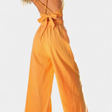 Elegante Conjunto de Chaleco de Encaje con Espalda Abierta y Pantalones Anchos para un Estilo Sofisticado