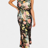Elegante vestido maxi floral Lisa con escote halter y cinturilla elástica
