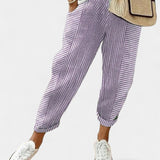 Alba Pantalones de Mezcla de Lino a Rayas para un Estilo Fresco y Elegante