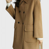 Camille Elegante Abrigo de Lana Clásico con Doble Botonadura
