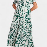 Vestido Nélida de Tela Ligera con Estampado y Escote en V para un Estilo Elegante y Confortable