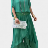 Elegante Conjunto de Dos Piezas con Top Holgado y Falda Asimétrica - La Perfecta Combinación de Estilo y Comodidad
