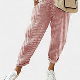 Alba Pantalones de Mezcla de Lino a Rayas para un Estilo Fresco y Elegante