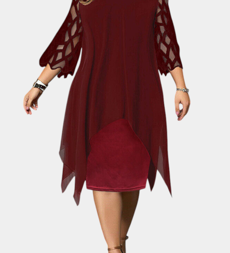 Yana Vestido de Talla Grande con Elegantes Mangas de Encaje