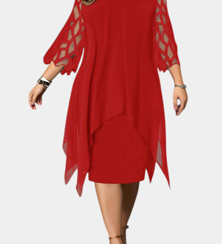 Yana Vestido de Talla Grande con Elegantes Mangas de Encaje