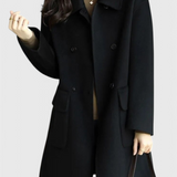 Camille Elegante Abrigo de Lana Clásico con Doble Botonadura