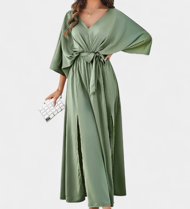 Vestido Elegante Milly con Abertura y Lazo – Perfecto para ocasiones especiales