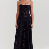 Elegante Vestido Vintage de Lentejuelas y Encaje Mabel