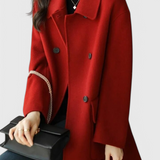 Camille Elegante Abrigo de Lana Clásico con Doble Botonadura