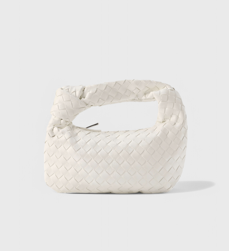 Bolso Satchel Compacto de Arenal de Salvia con Diseño Trenzado