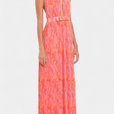 Vestido Maxi Plisado Prisca con Espalda Abierta y Elegante Cuello Halter