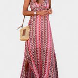 Vestido Largo Boho con Escote Halter y Estampado Tribal - Elegancia Mística y Estilo Confortable