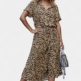 Rovena Vestido Midi de Lunares con Cuello Camisero y Cintura Ajustable - Elegancia y Comodidad para Cualquier Ocasión