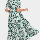 Vestido Nélida de Tela Ligera con Estampado y Escote en V para un Estilo Elegante y Confortable