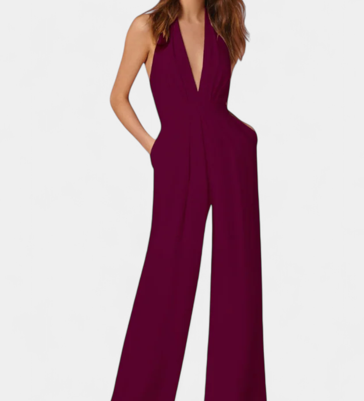 Pantalón Lila de Pierna Ancha y Diseño Elegante Ligero