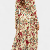 Keti Vestido Maxi Floral con Mangas Largas y Detalles de Volantes Elegantes