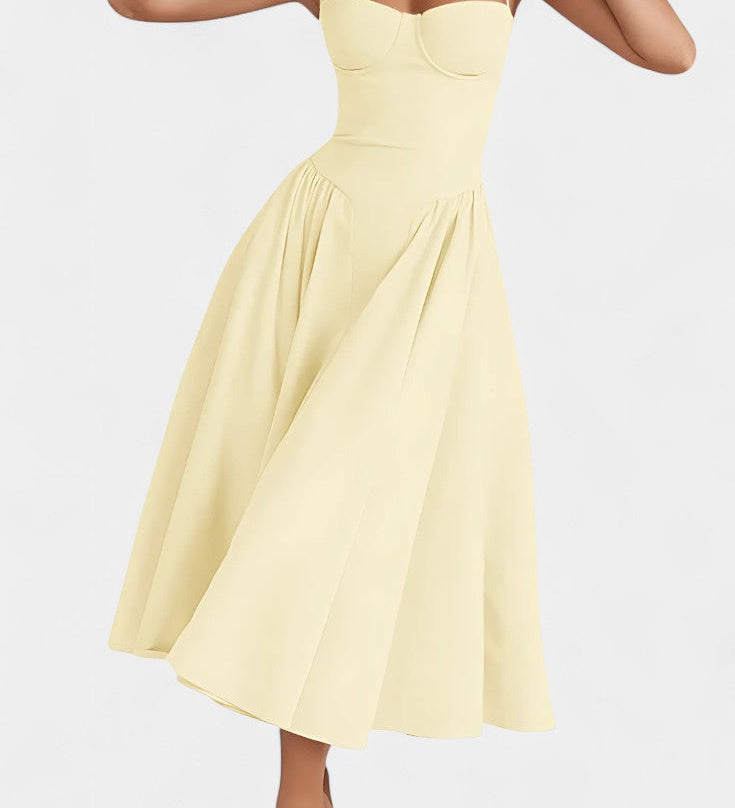 Felicity Vestido Midi Corsé Sin Mangas – Elegancia y Estilo en Cada Paso