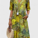 Vestido Boho Perla con Encantador Estampado Floral y Detalles en Crochet
