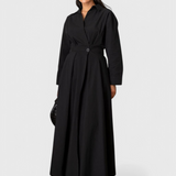 Elegante Vestido Largo Maxi Celina con Detalle de Solapa